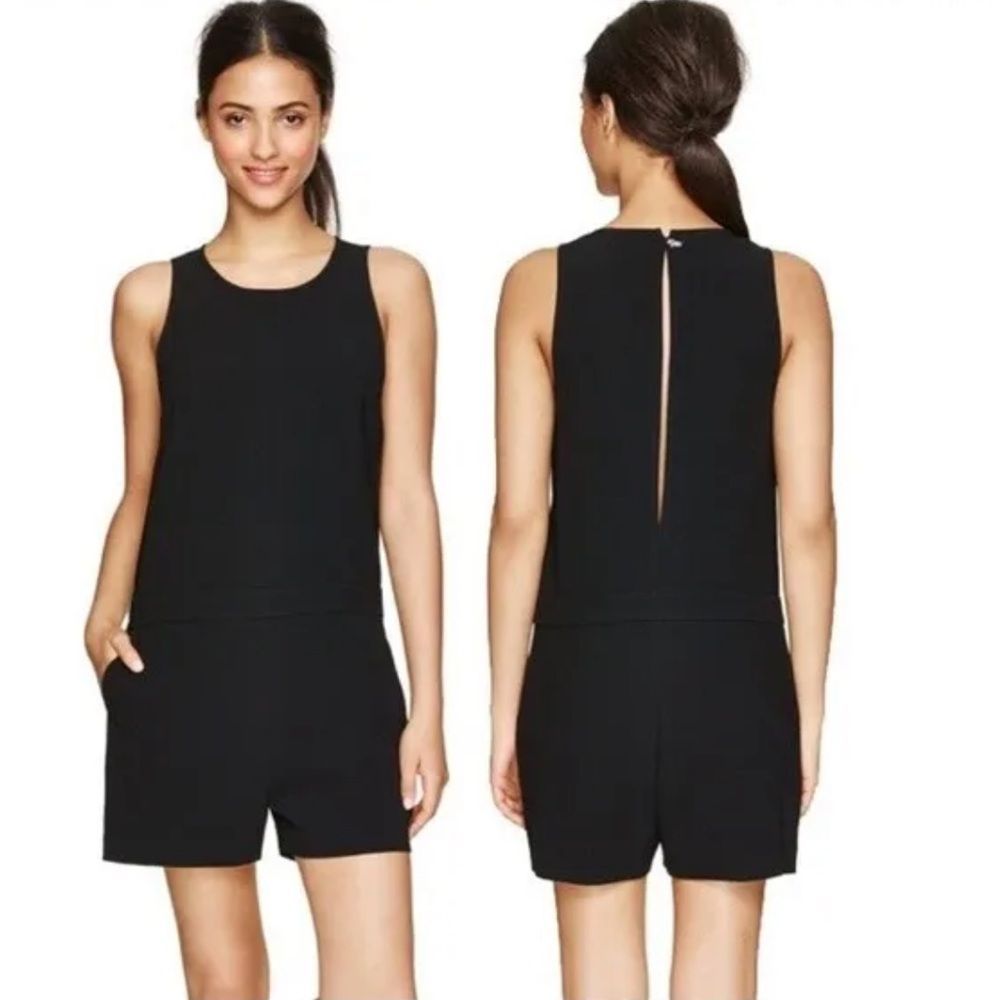 Aritzia Babaton Black Ozzy Romper with Pockets Back Slit Detail